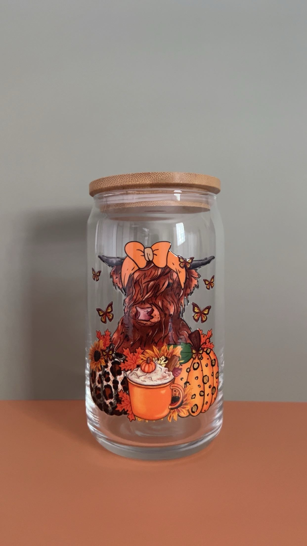 Highland Cow Glass Cup