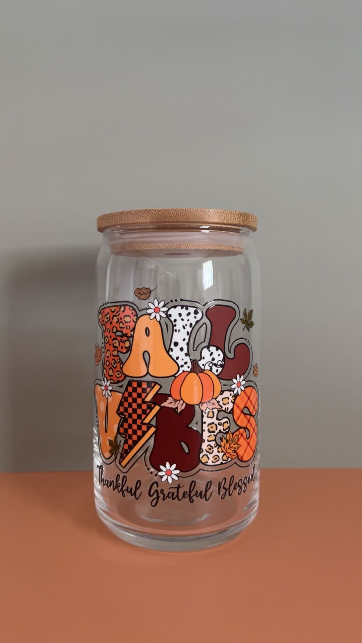 Fall Vibes Thankful Glass Cup