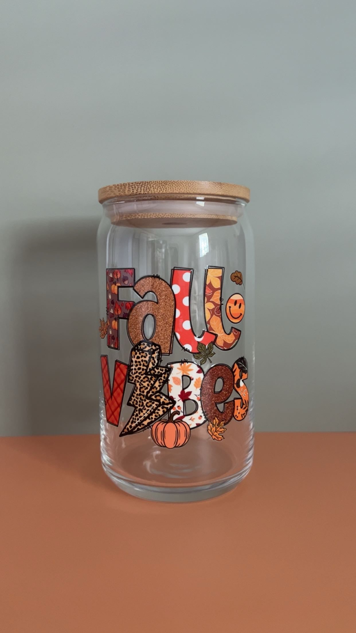 Fall Vibes Pumpkins Glass Cup