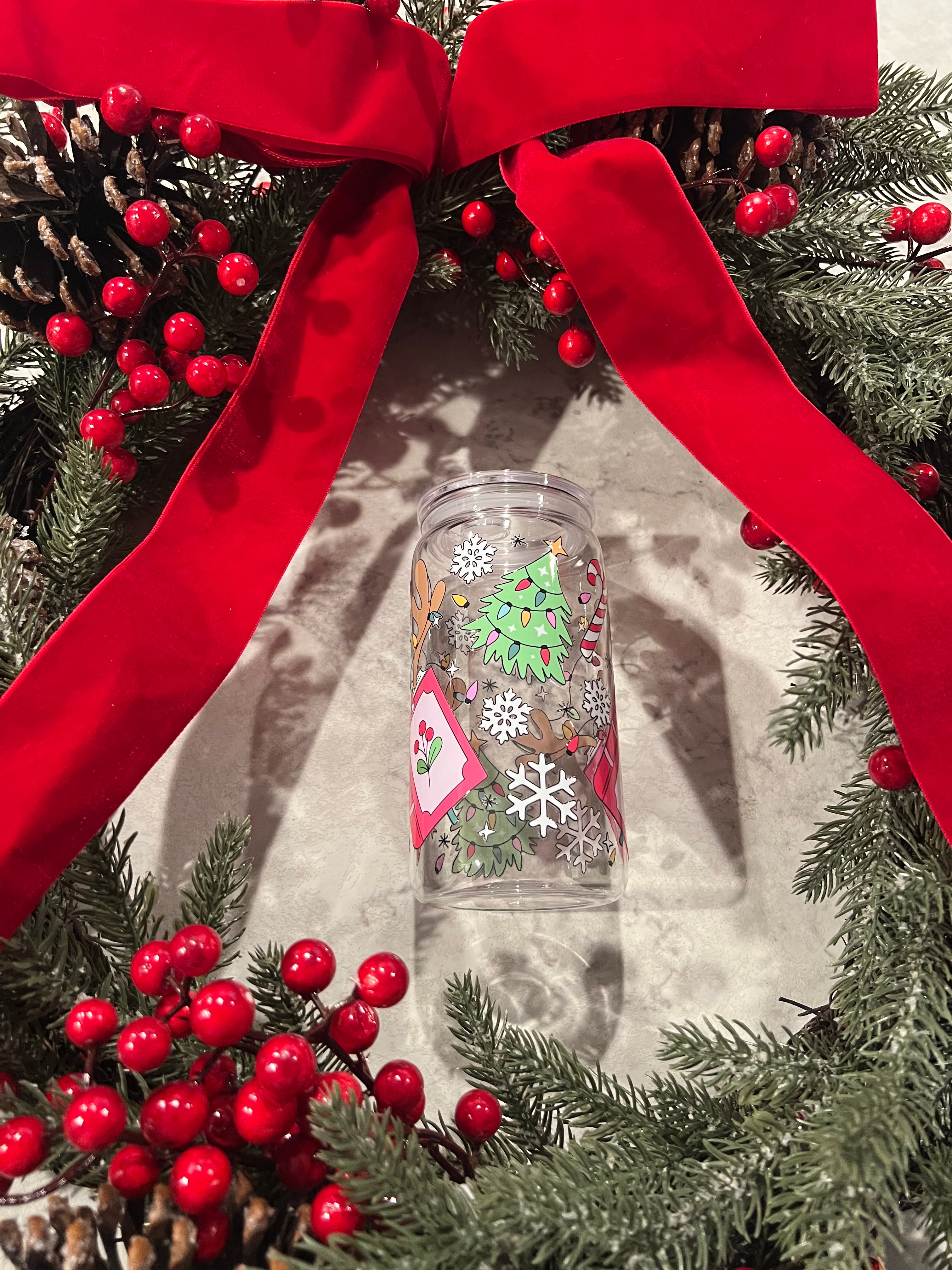 Christmas Lights Glass Cup