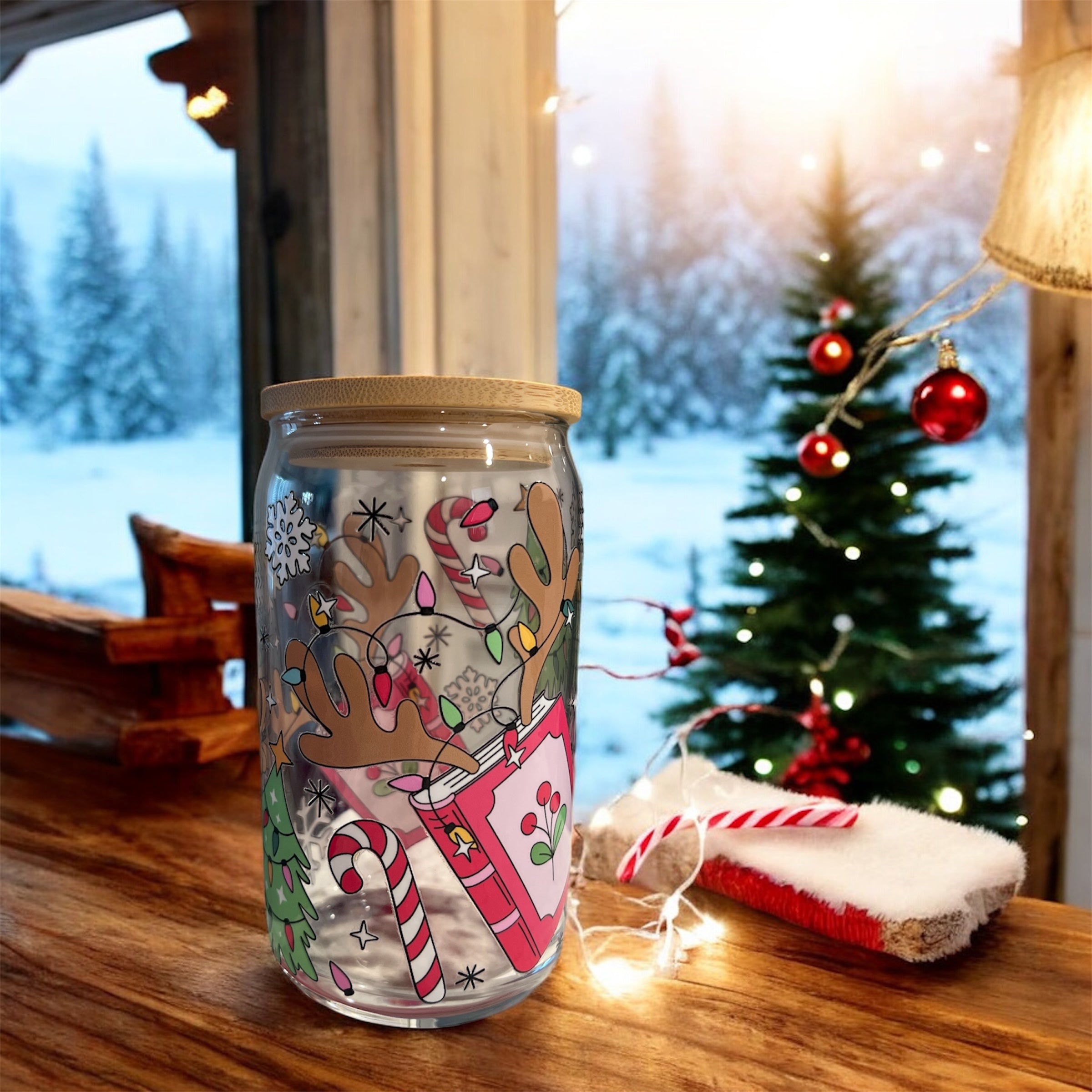 Christmas Lights Glass Cup