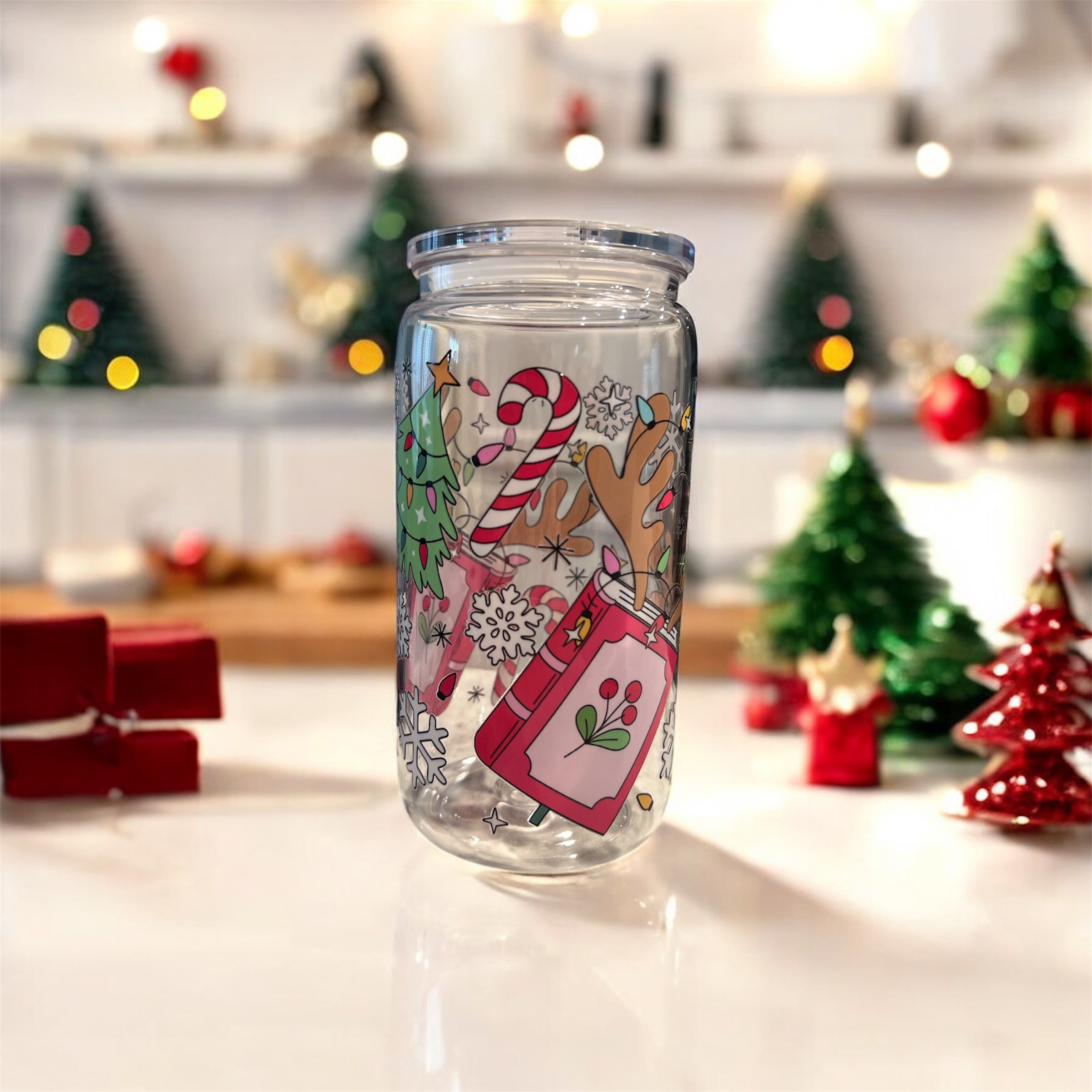 Christmas Lights Glass Cup