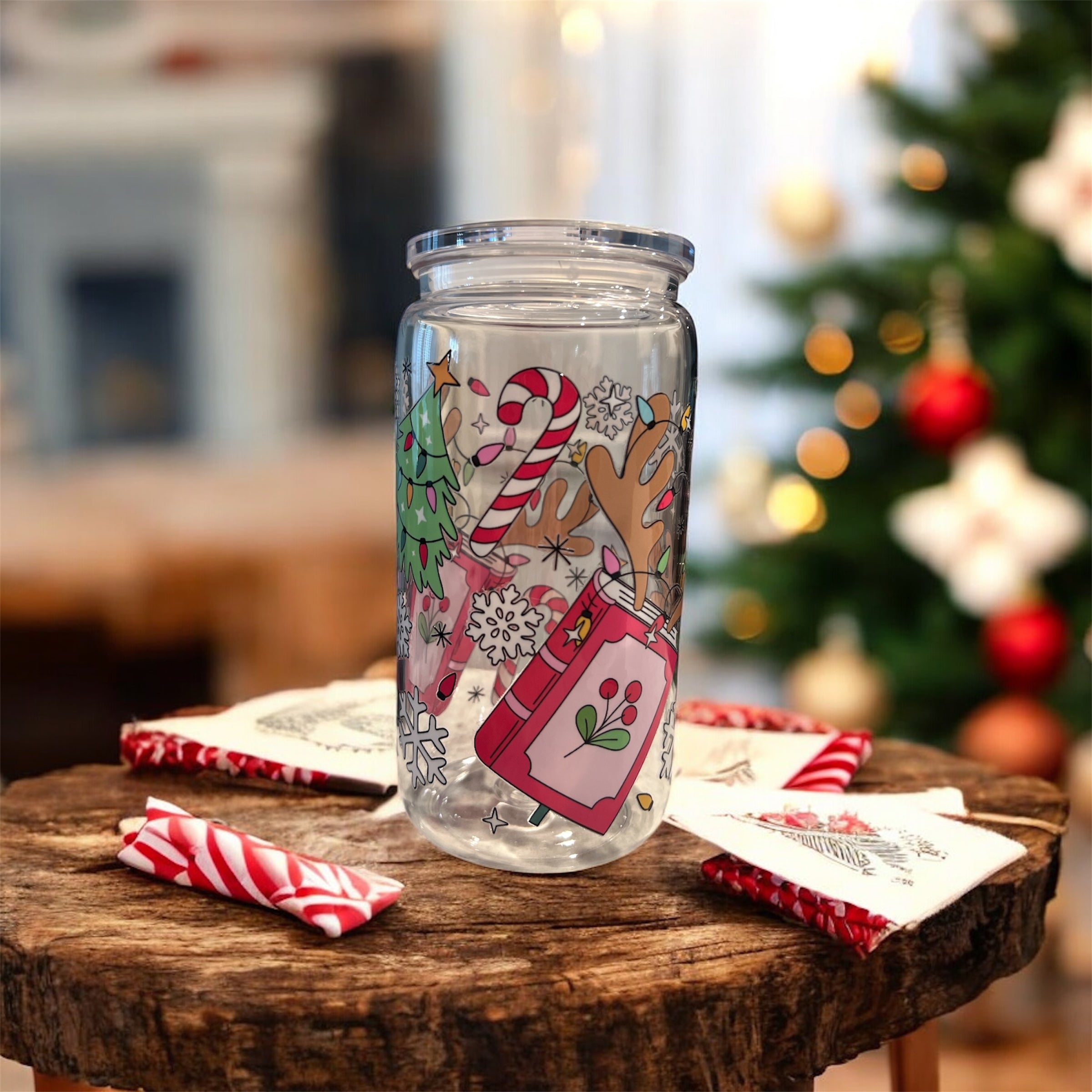 Christmas Lights Glass Cup