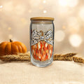 Pumpkin Polka Dot Bow Glass Cup