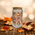 Bows & Pumpkins Glass Cup